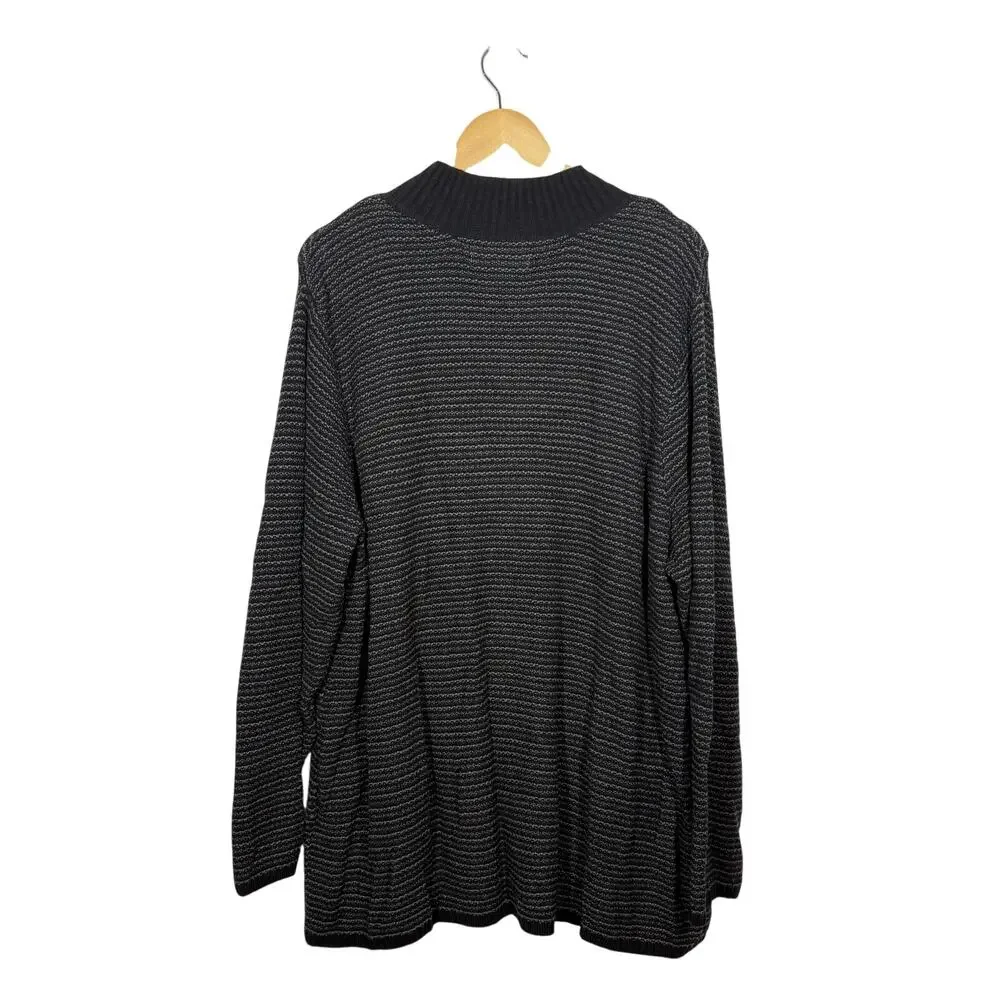 Karen‎ Scott Cardigan Sweater NWT Womens Size 3X Black Textured Full Zip Pockets